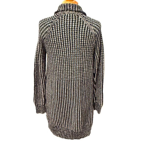 Gap Womens Large Striped Navy Nautical Long Cable Knit Cardigan Sweater Coat - Picture 5 of 10